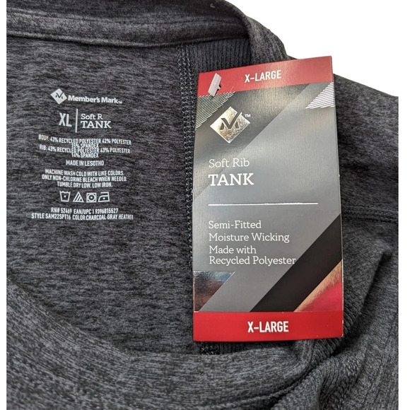 Member's Mark Women's Soft Rib Cropped Tank Size XL Charcoal Gray Heather - Picture 7 of 8